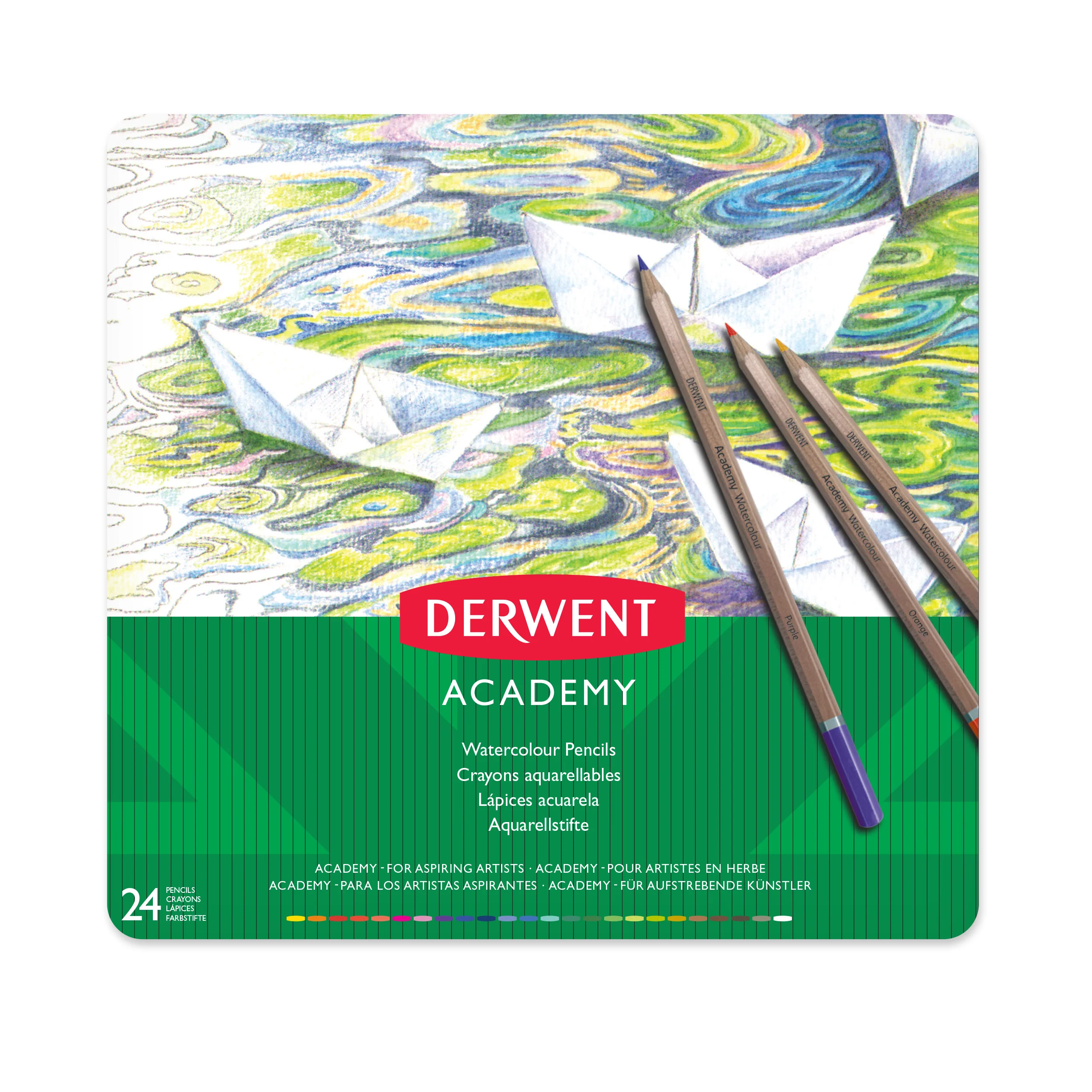 Derwent Academy Watercolour Pencil Tin Of 24 - Nail Gallerys