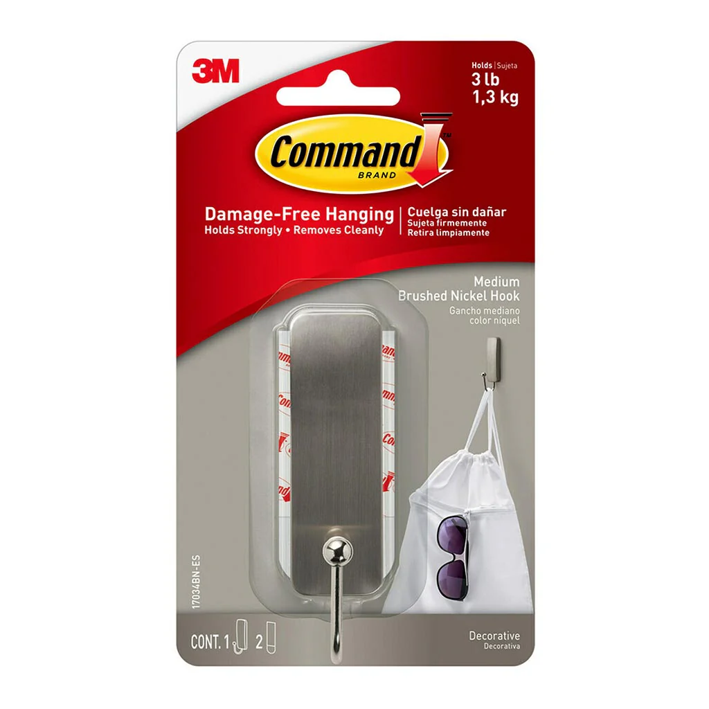 Command Medium Brushed Nickel Hook - Nail Gallerys
