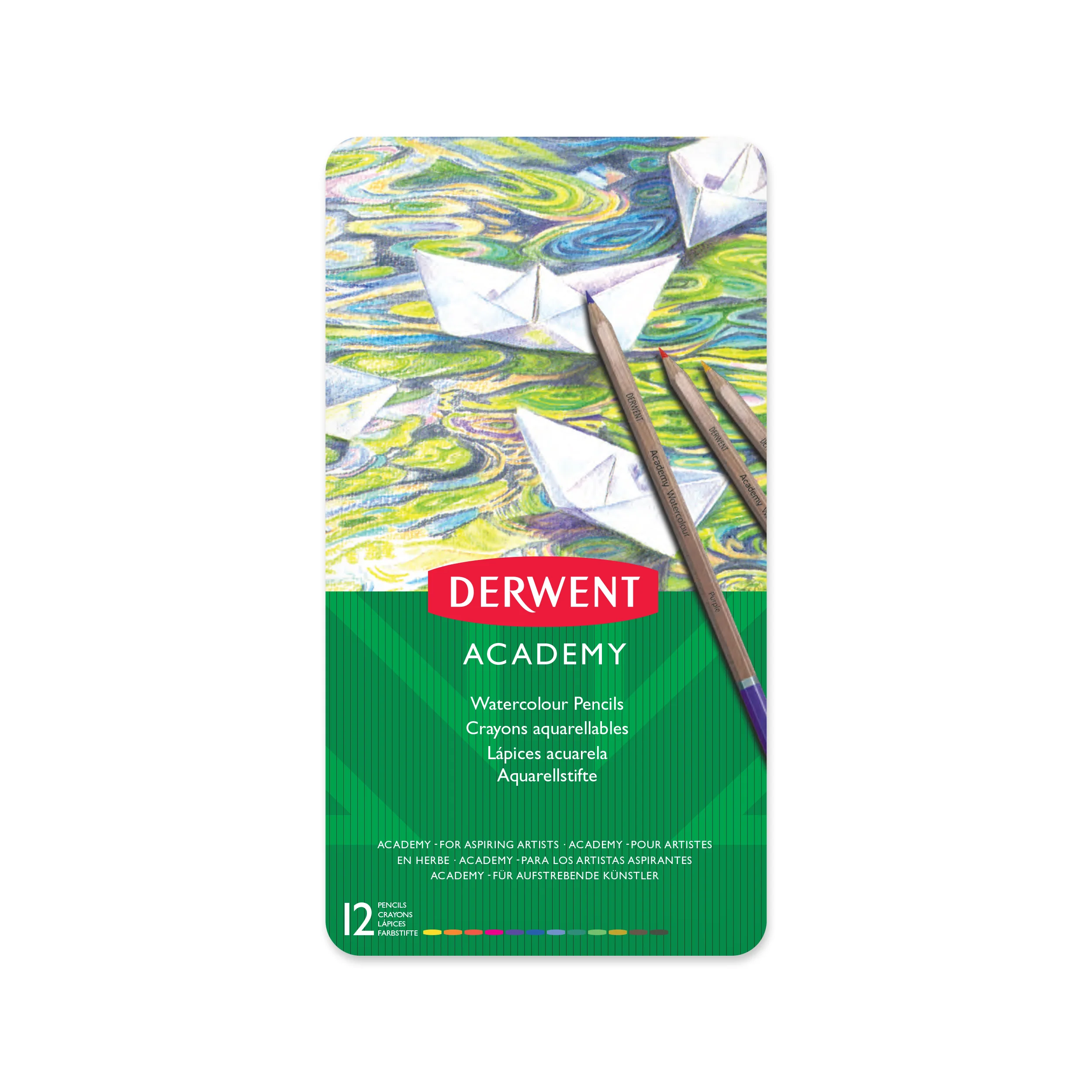 Derwent Academy Watercolour Pencil Tin Of 12 - Nail Gallerys