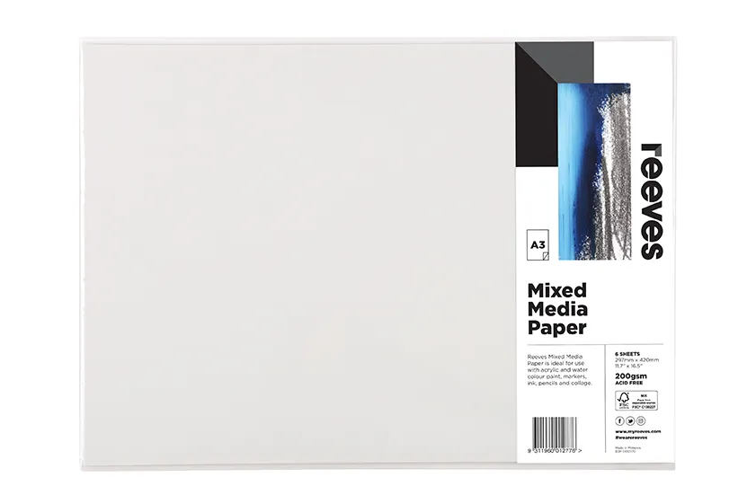Reeves Mixed Media 200gsm A3 Paper Pack Of 6 Sheets - Nail Gallerys