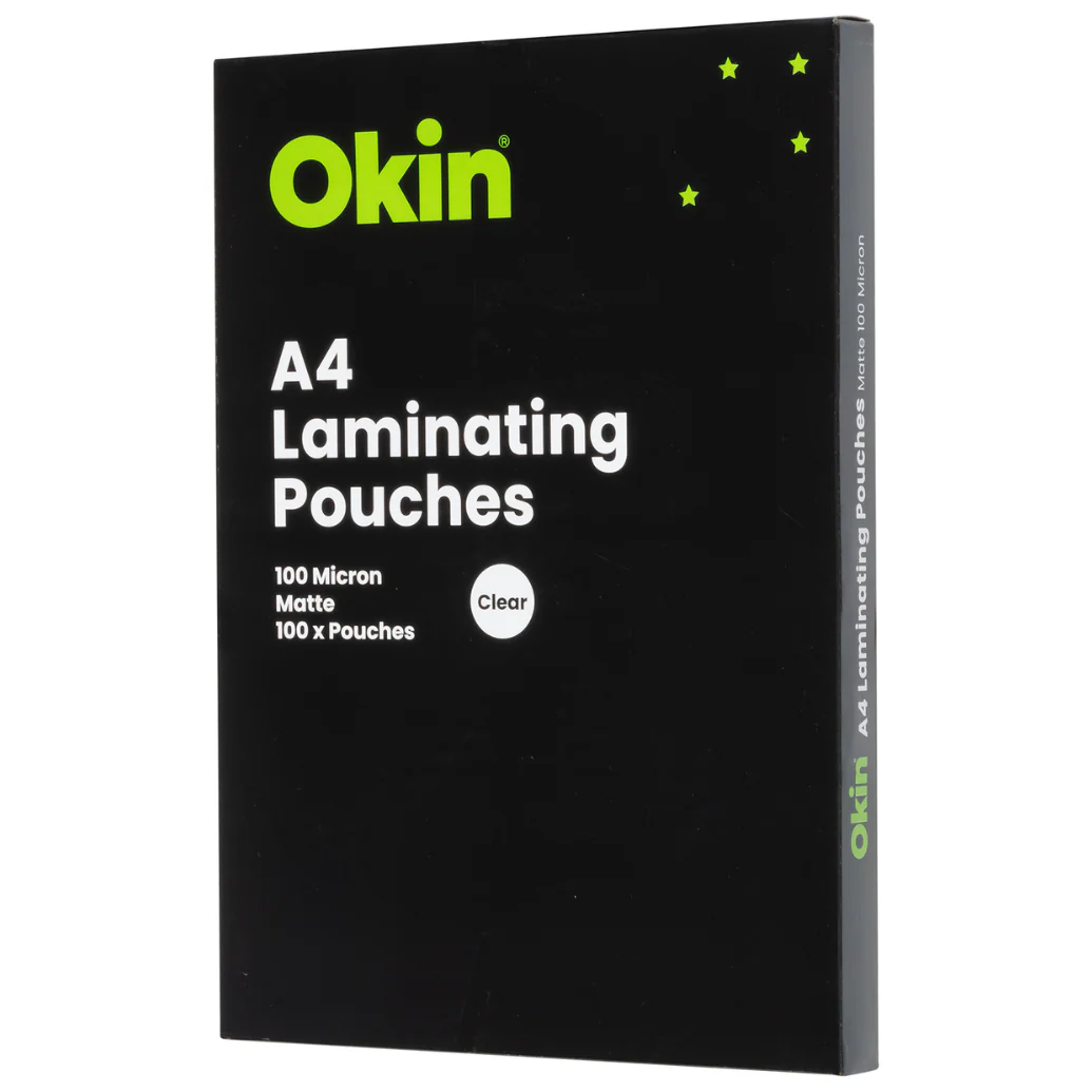Okin Laminating Pouches A4 Matte 100mic Pack Of 100 - Nail Gallerys