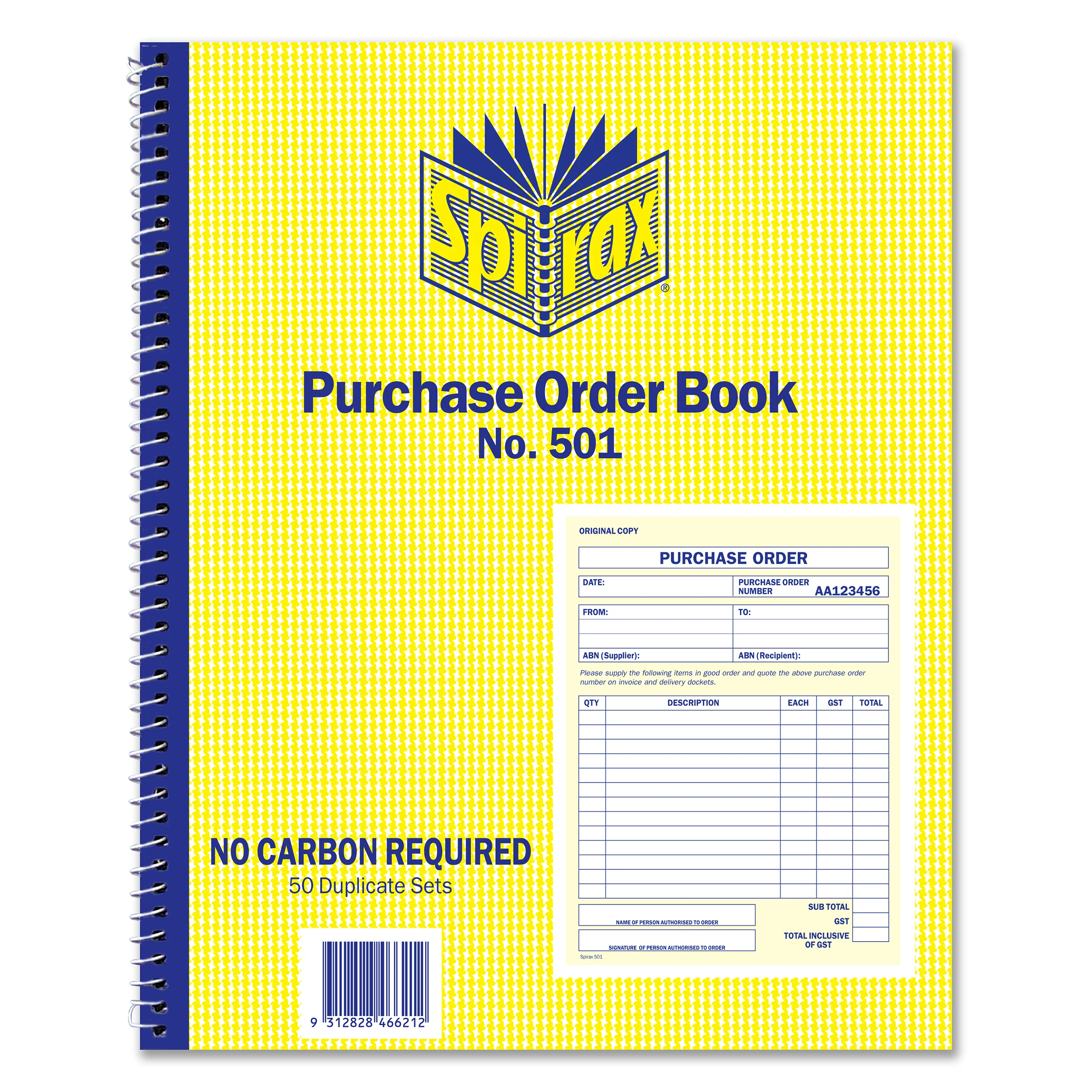 Spirax 501 Purchase Order Book Quarto 250x200mm - Pack Of 5 - Nail Gallerys