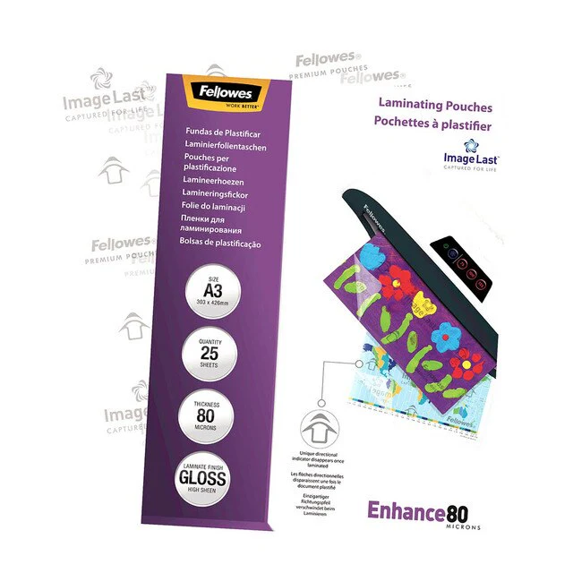 Fellowes Laminating Pouches Gloss 80 Micron Pack Of 25 - Nail Gallerys