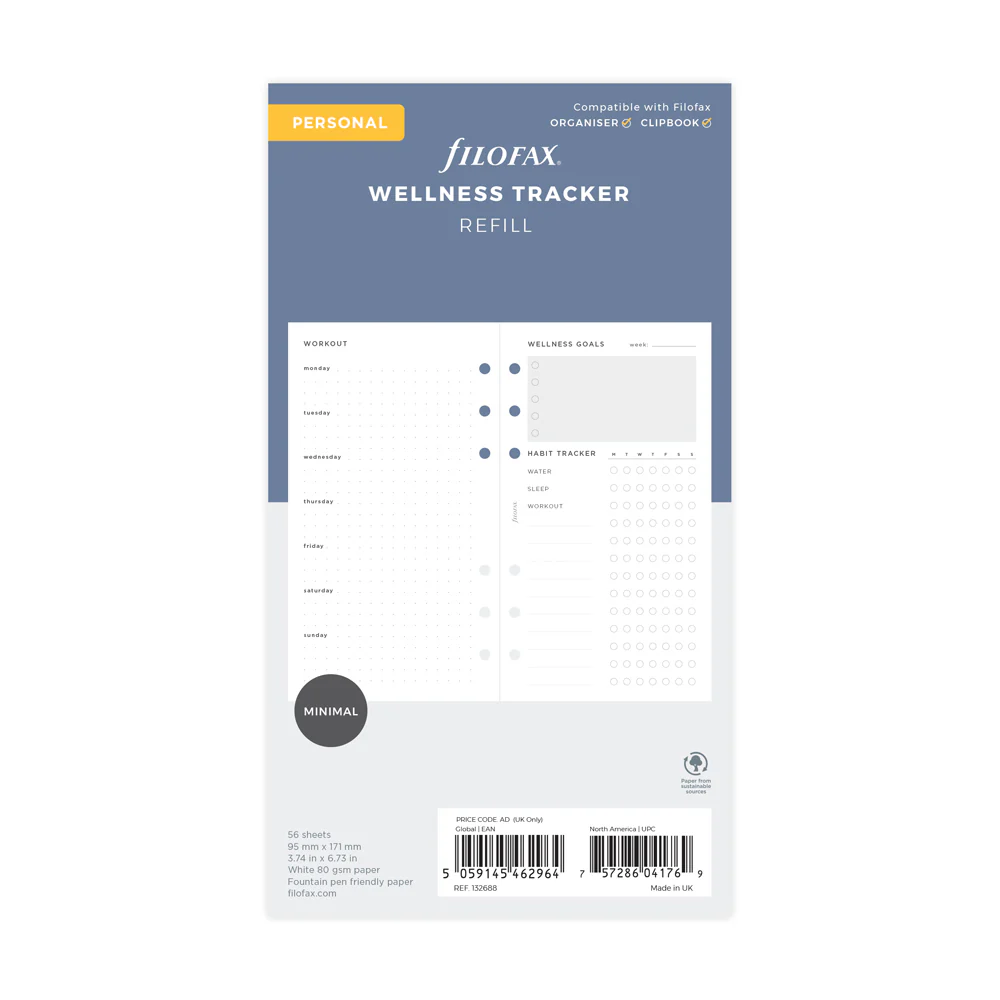 Filofax Personal Wellness Tracker Refill Pack - Nail Gallerys
