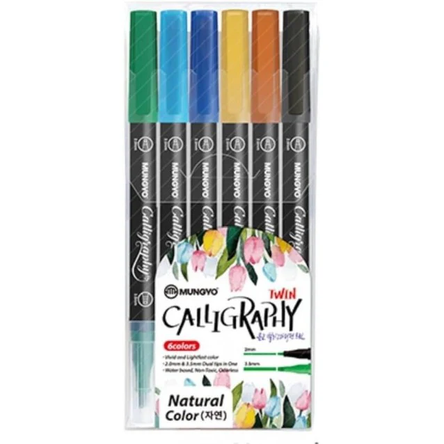 Mungyo Dual Nature Calligraphy Markers Set of 6 - Nail Gallerys