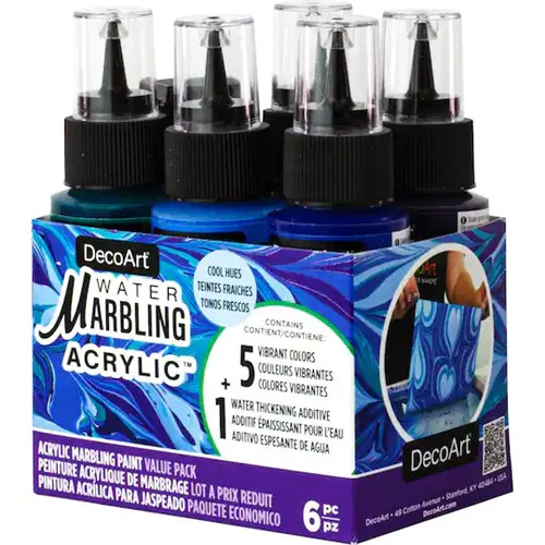 Decoart Water Marbling Paints Cool Hues Pack Of 6 - Nail Gallerys
