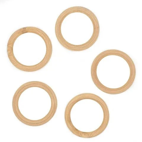 Arbee Wood Beads Macrame Ring Large - Pack Of 5 - Nail Gallerys