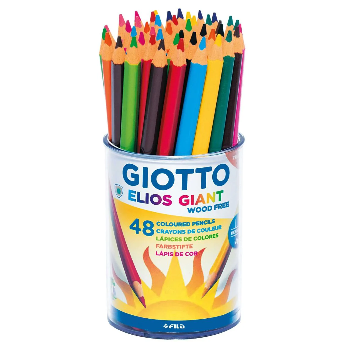 Giotto Elios Giant Woodfree Assorted Colouring Pencils Pot of 48 - Nail Gallerys