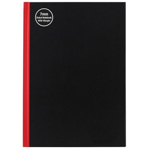 Milford Notebook 7mm 68gsm With Margin Red & Black 100 Leaf - Nail Gallerys