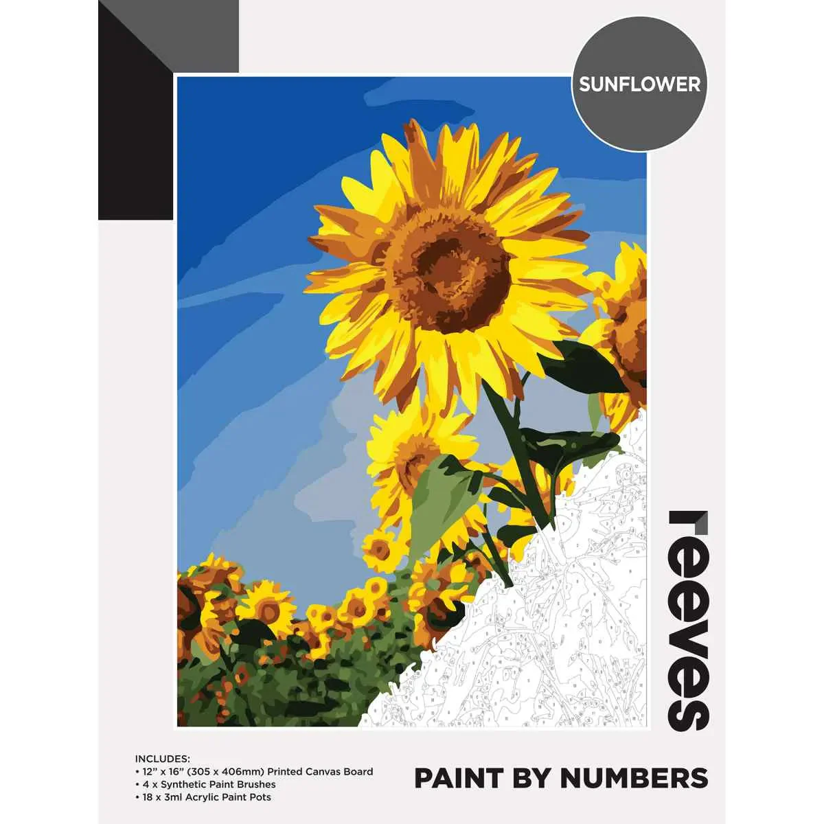 Reeves Paint By Numbers 12x16 Inch Sunflower - Nail Gallerys
