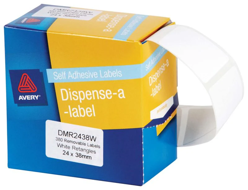 Avery Self Adhesive Label Dispenser Dmr2438w 24x38mm White 380 Pack - Nail Gallerys