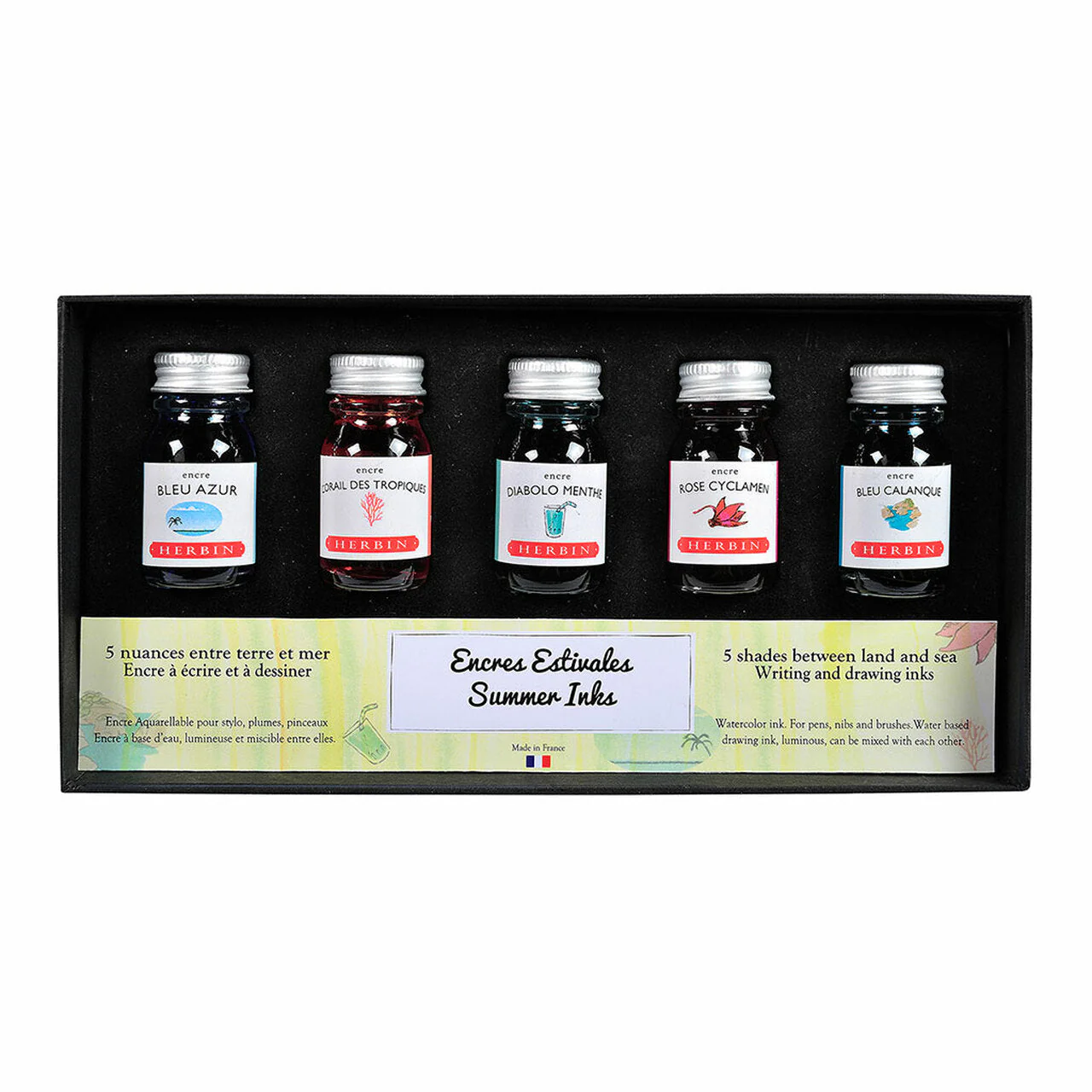 Jacques Herbin Ink 10ml - Pack Of 5 Summer Colours - Nail Gallerys