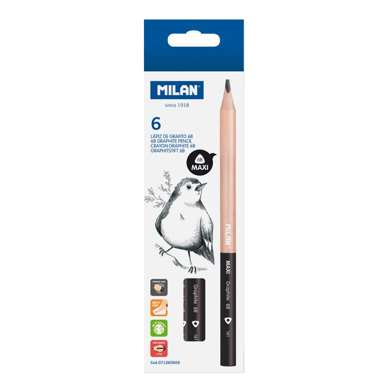 Milan Maxi 6B Graphite Pencils Set of 6 - Nail Gallerys