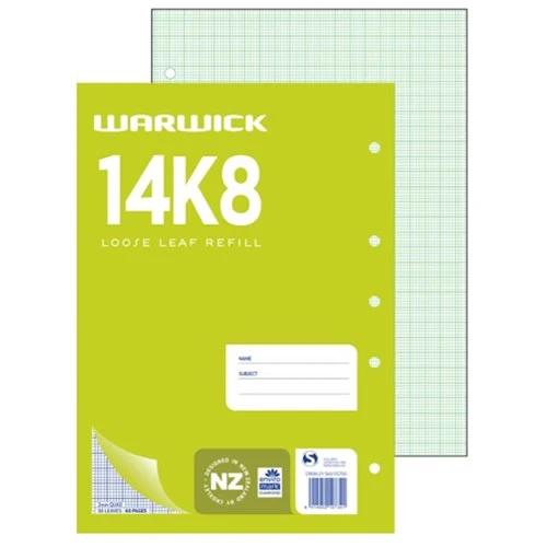 Warwick Refill 14k8 Loose Leaf 30 Leaf A4 2mm Quad - Nail Gallerys