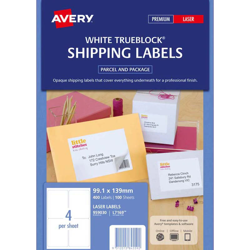Avery Shipping Laser Labels L7169-100 100 Sheets - Nail Gallerys