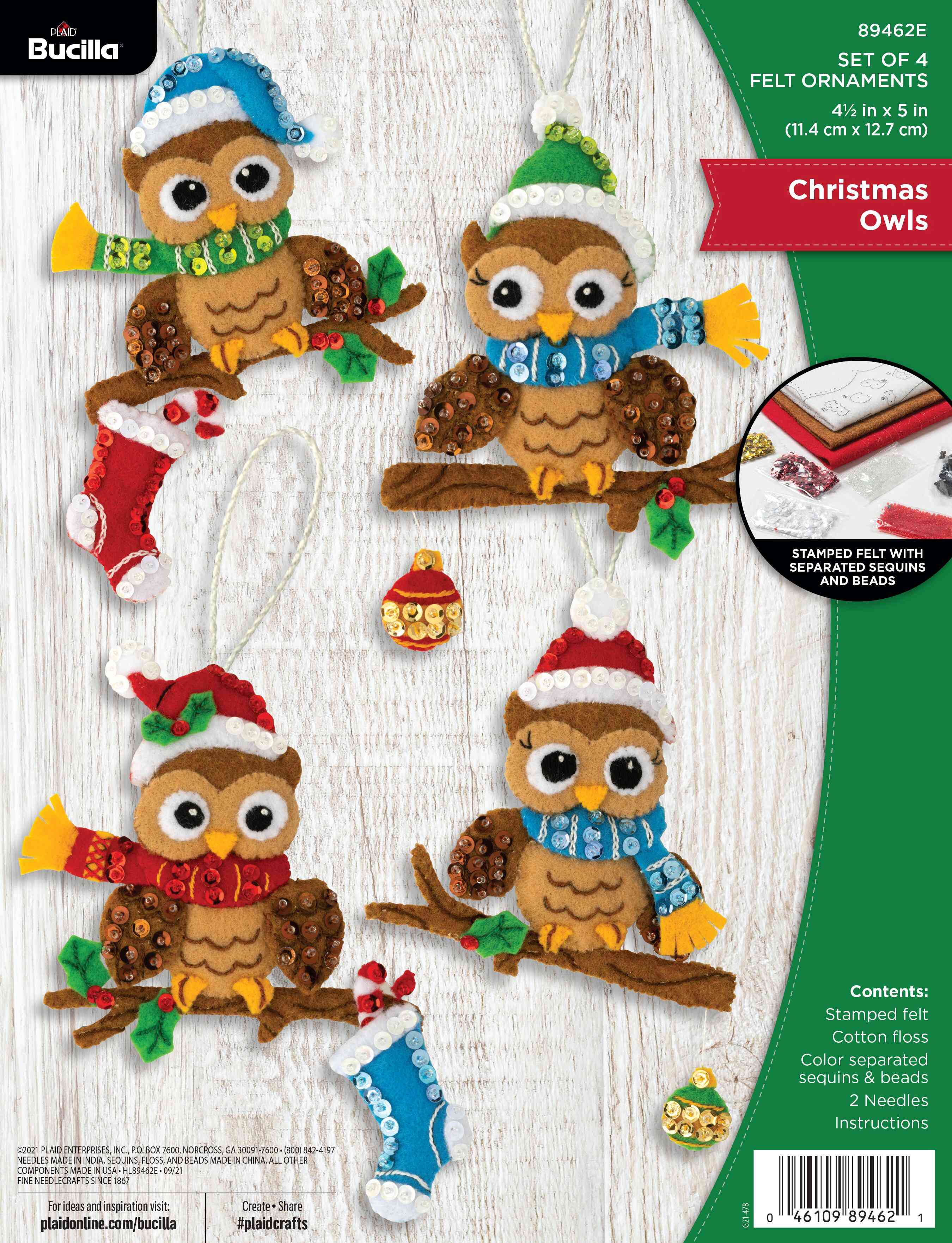 Bucilla Ornament Kit Christmas Owls - Nail Gallerys