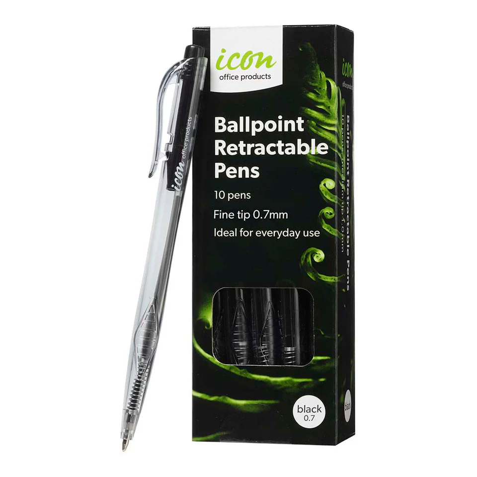 Icon Ballpoint Retractable Pens Fine Pack Of 10 - Nail Gallerys