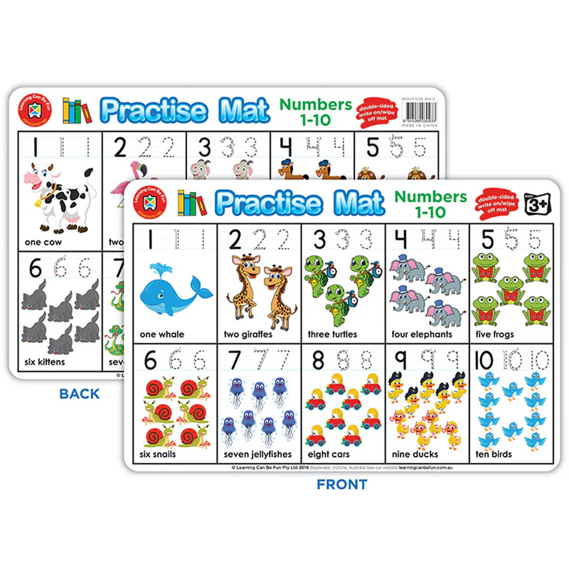 Learning Can Be Fun Numbers 1-10 Practise Mat - Nail Gallerys