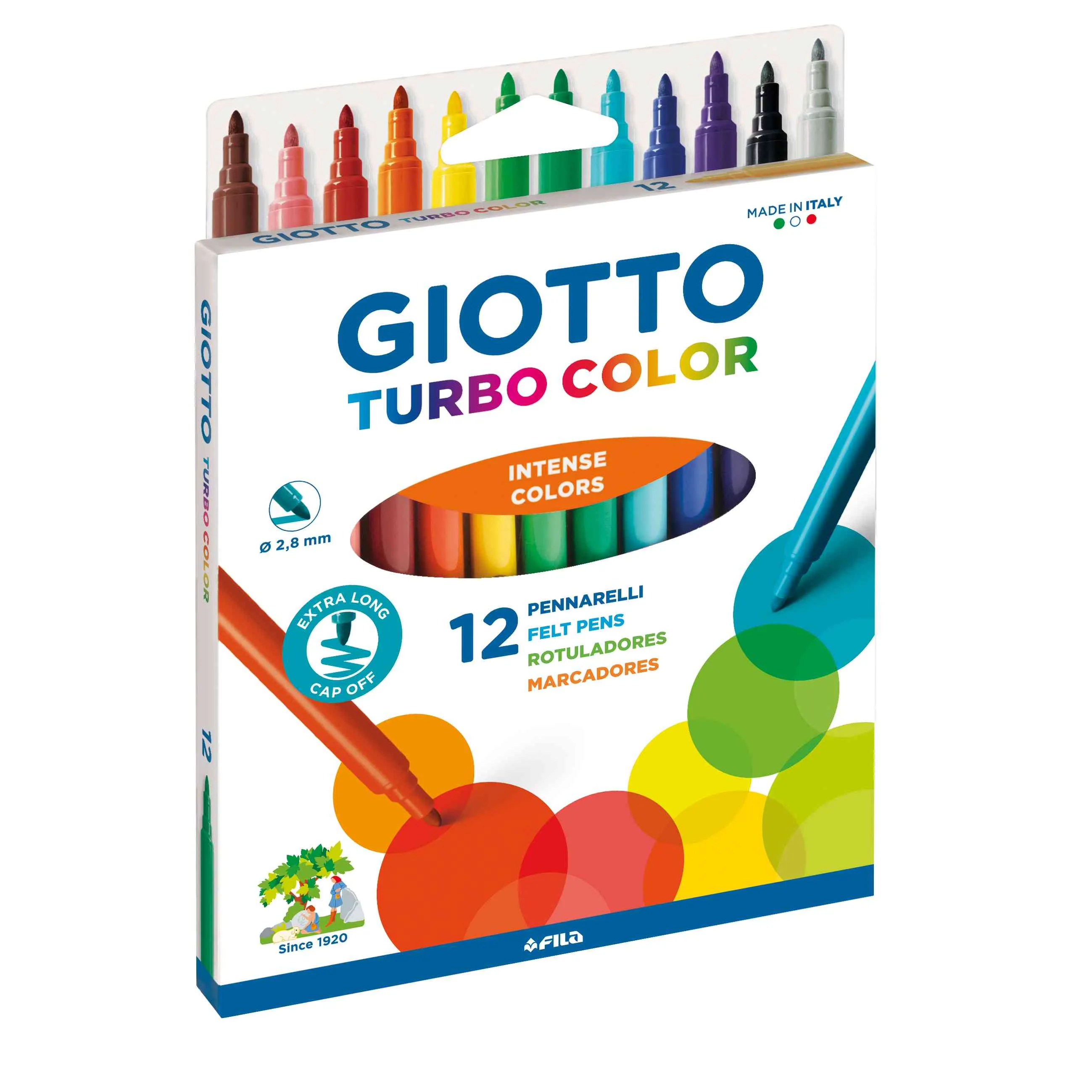 Giotto Turbo Colour Felts Set of 12 - Nail Gallerys