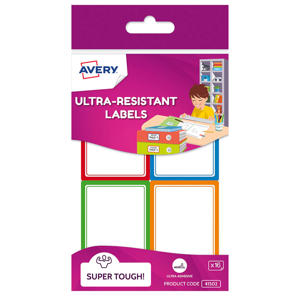 Avery Kids Ultra-resistant Labels Assorted Colours 4up 4 Sheets - Nail Gallerys