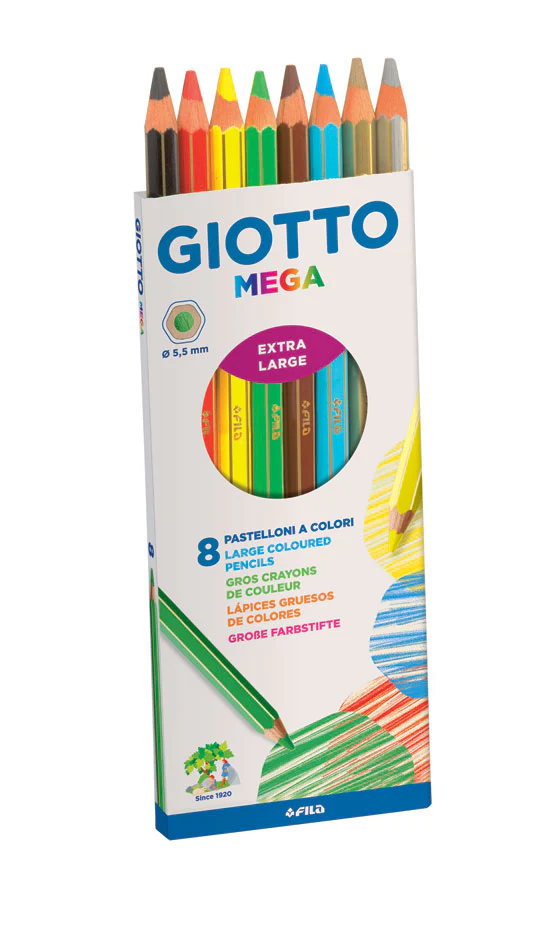 Giotto Mega Colouring Pencils Set of 8 - Nail Gallerys