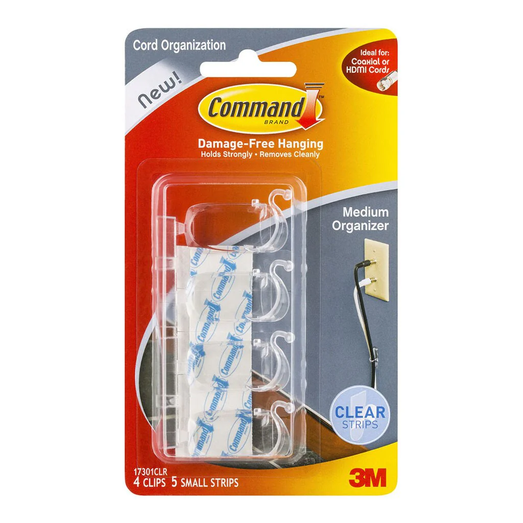 Command Clips Cord Organiser 17301clr Medium Clear Pack Of 4 - Nail Gallerys