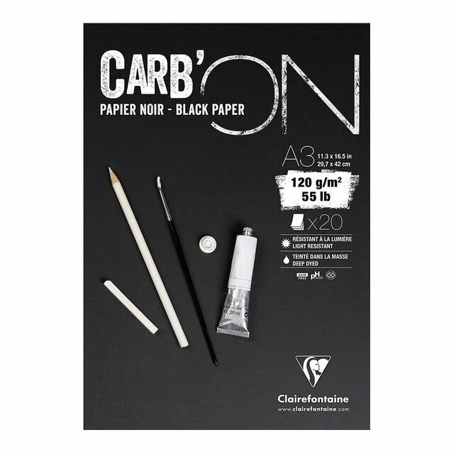 Clairefontaine Carbon Black Pad 120gsm 20 Sheets - Nail Gallerys