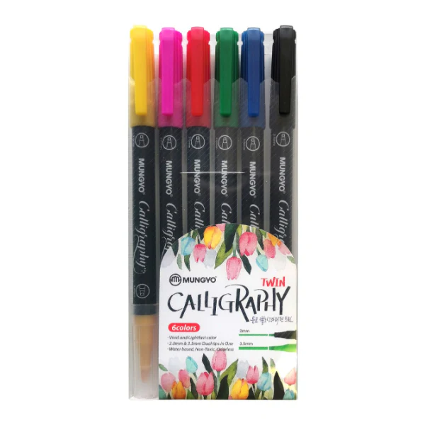 Mungyo Dual Primary Calligraphy Markers Set of 6 - Nail Gallerys