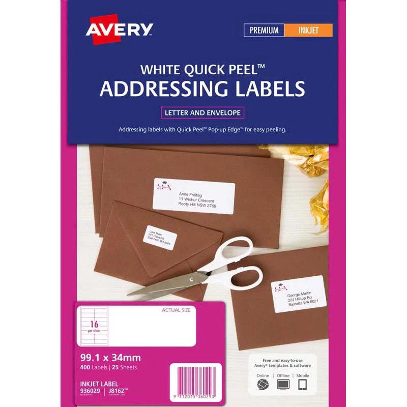 Avery Addressing Inkjet Label J8162-25 25 Sheets - Nail Gallerys