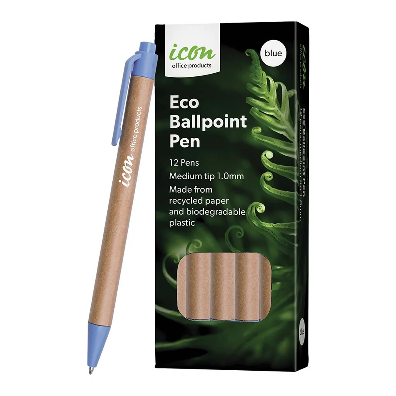 Icon Eco Ballpoint Retractable Pen Blue Pack Of 12 - Nail Gallerys