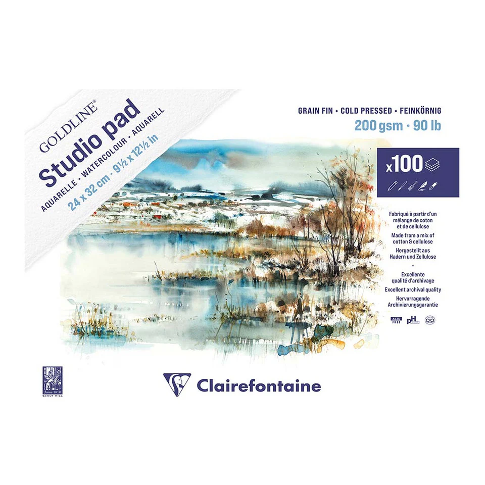 Clairefontaine Goldline Studio Watercolour Pad 24x32cm 100sheets - Nail Gallerys