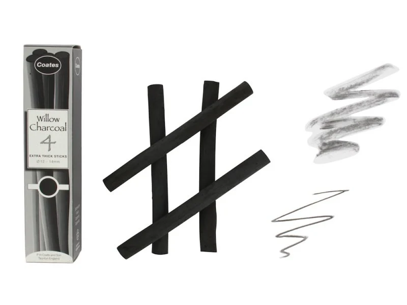 Coates Willow Extra Thick Long Charcoal 14mm Pack Of 4 Sticks - Nail Gallerys