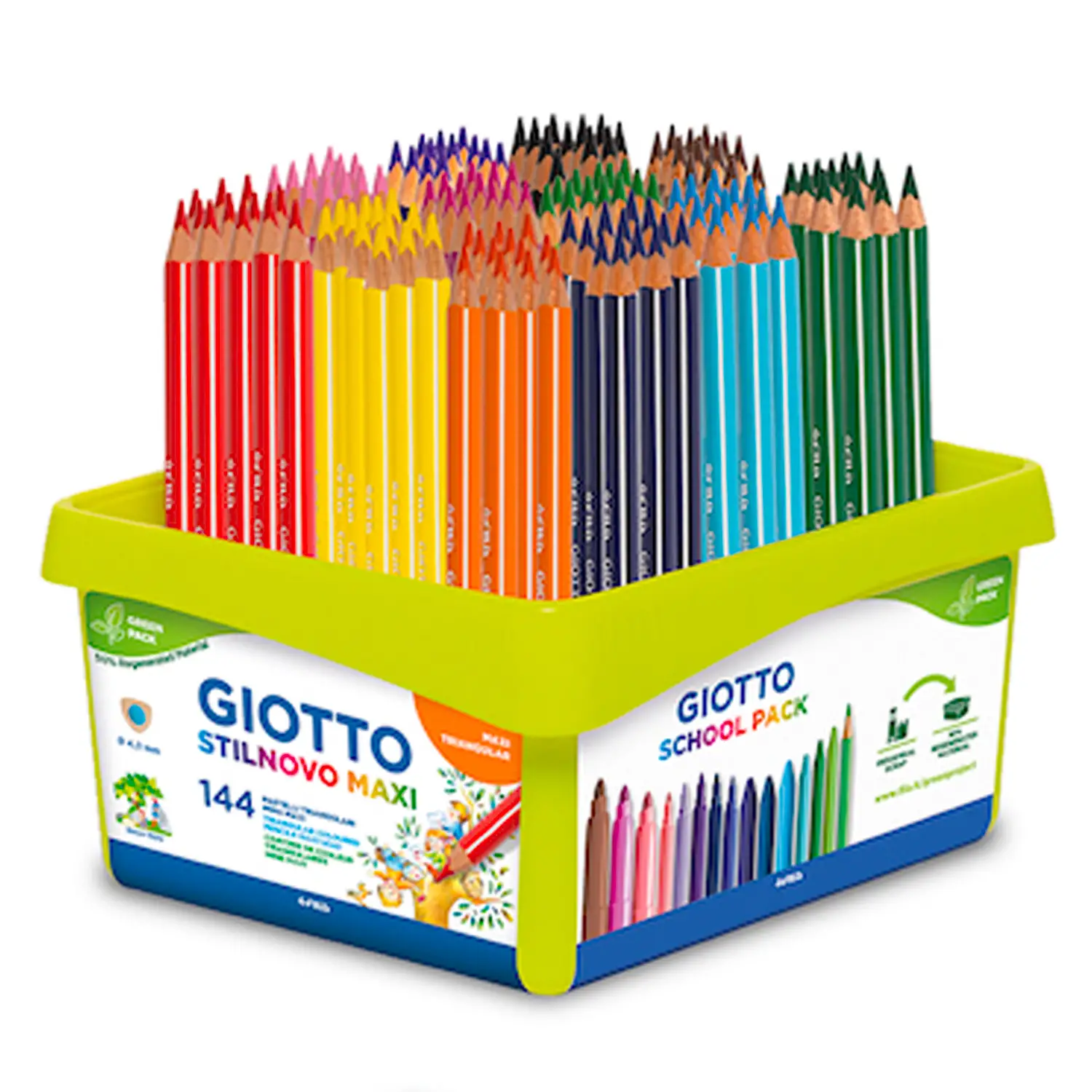 Giotto Stilnovo Maxi Triangular Assorted Colouring Pencils Schoolpack of 144 - Nail Gallerys