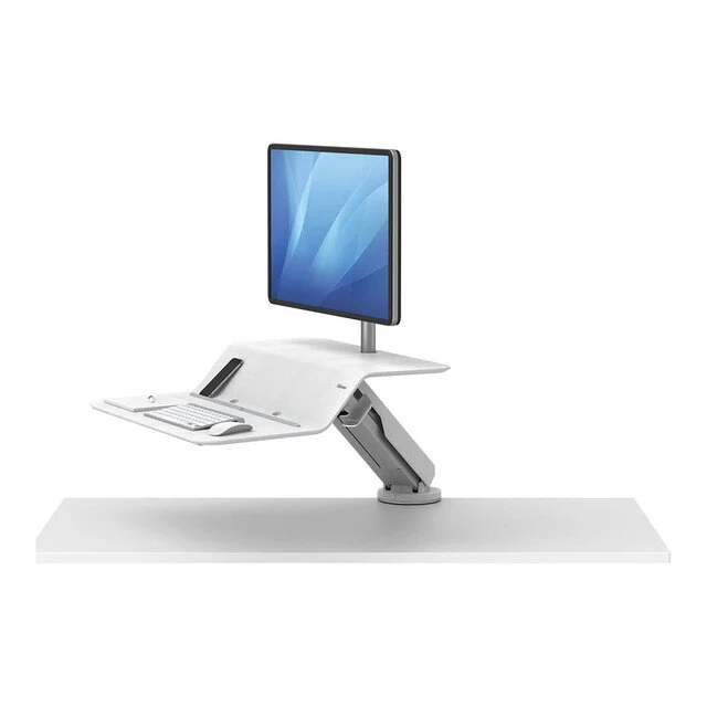 Fellowes Lotus Rt Single Monitor Sit Stand Workstation White - Nail Gallerys