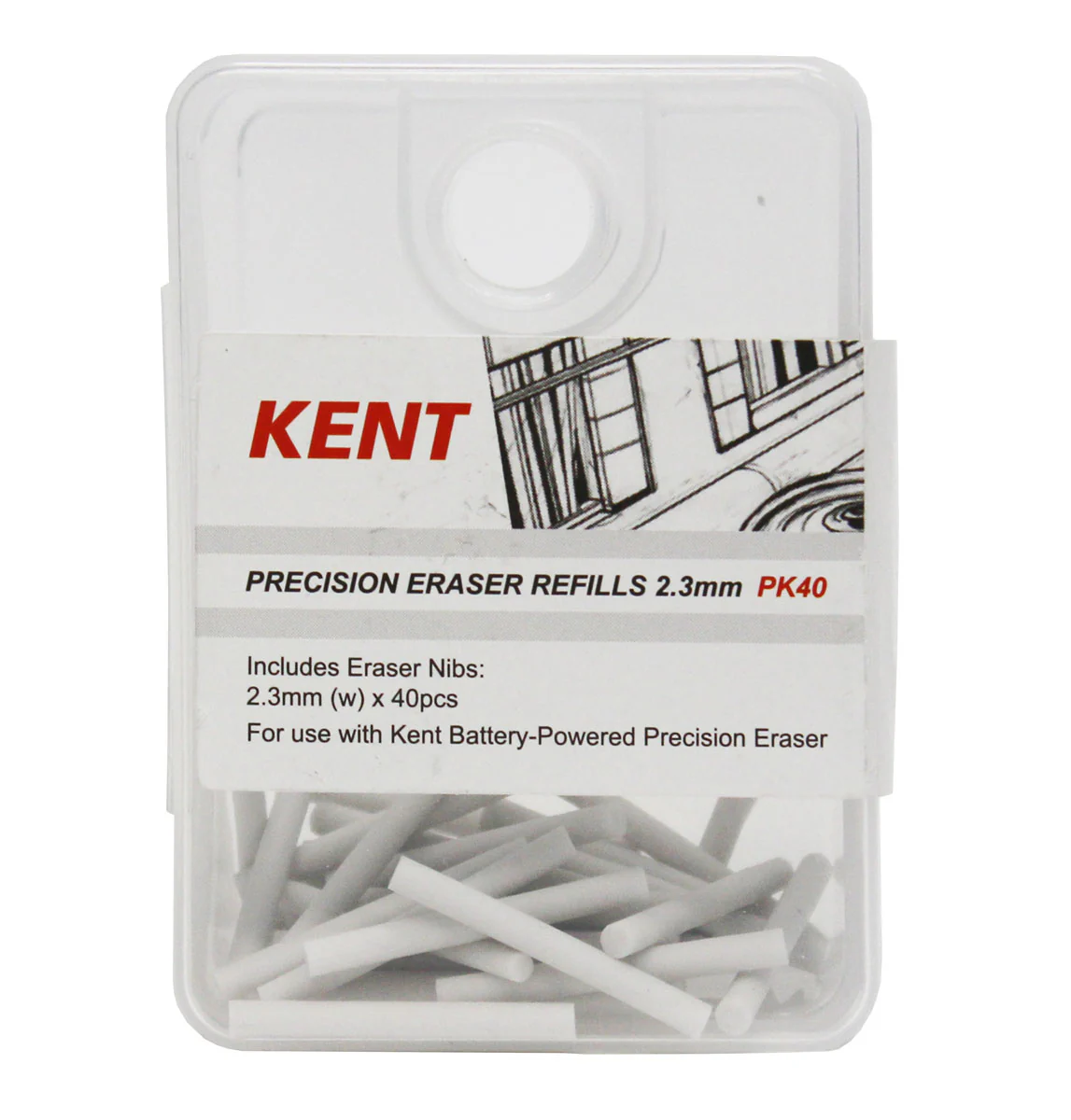 Kent Precision Eraser Refills 2.3mm 40 Piece - Nail Gallerys