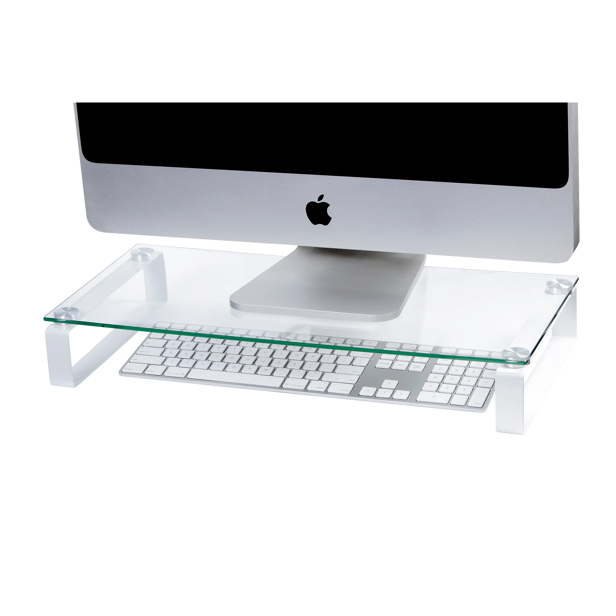 Esselte Monitor Stand Glass 60cm White Legs - Nail Gallerys