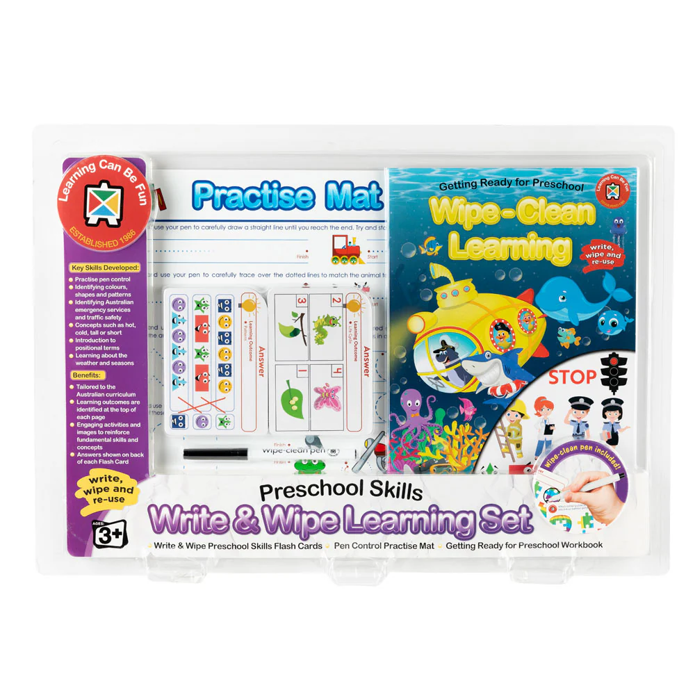 Learning Can Be Fun Write & Wipe Preschool Skills Learning Set - Nail Gallerys
