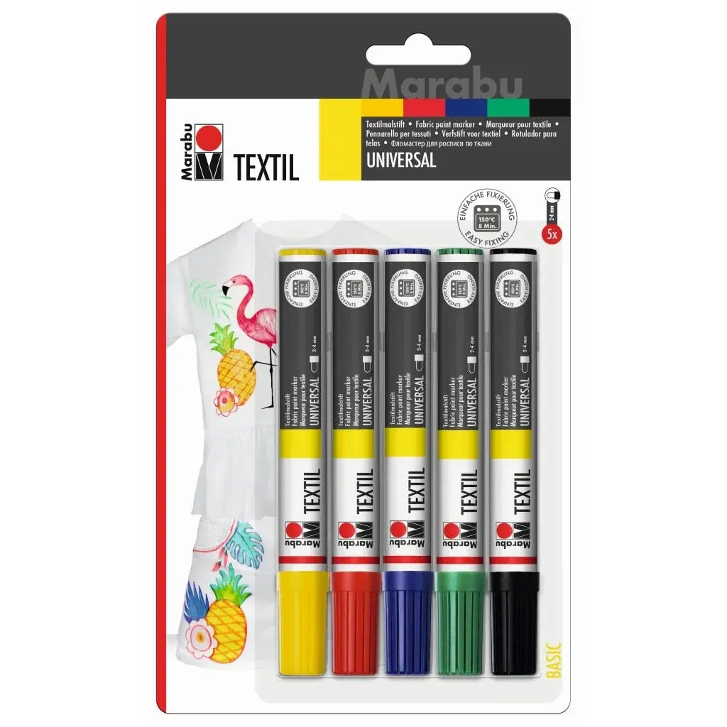 Marabu Textil Painter Markers 2-4mm Set Of 5 - Nail Gallerys