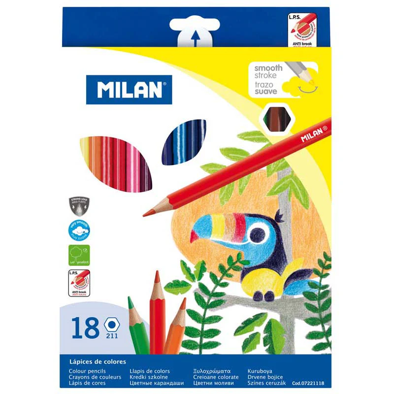 Milan Hexagonal Coloured Pencil Set of 18 - Nail Gallerys