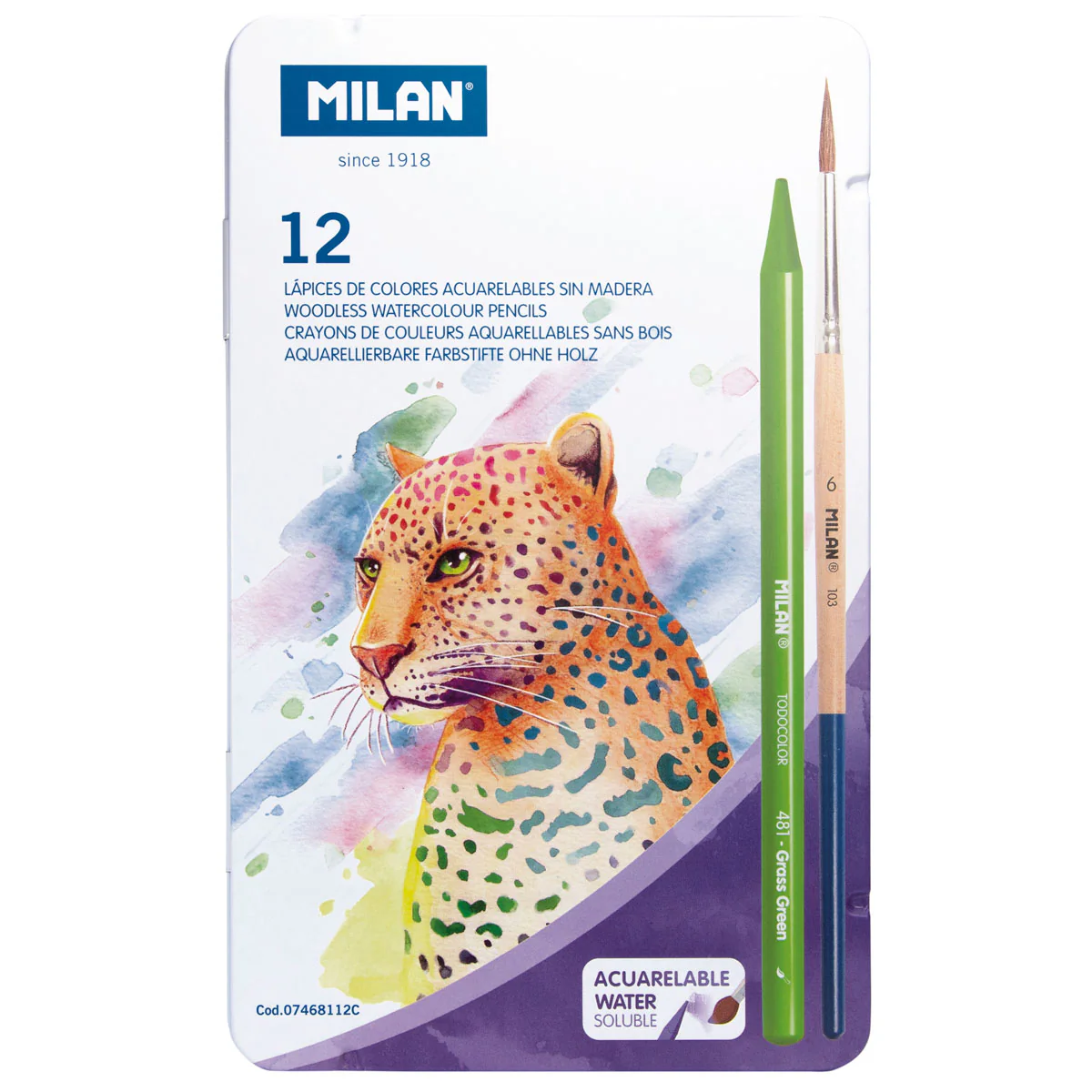 Milan Wood Free Watersoluble Colouring Pencils Set of 13 - Nail Gallerys