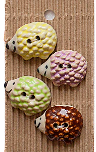 Incomparable Buttons - Large Hedgehogs L116 - Card of 4 - Nail Gallerys