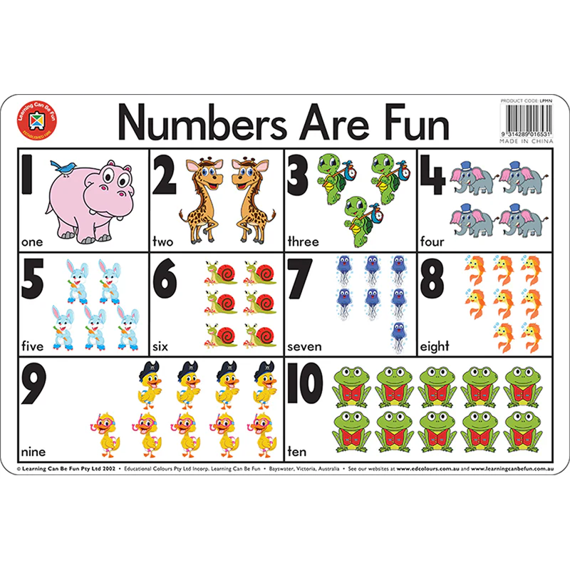 Learning Can Be Fun Wipe And Clean Desk Numbers Are Fun 44cm X 29cm Placemat - Nail Gallerys