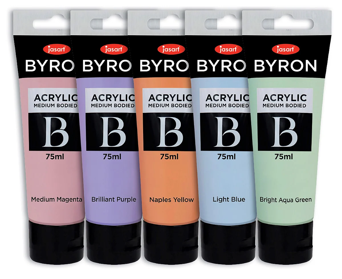 Jasart Byron 75ml Pastel Acrylic Paints Set Of 5 - Nail Gallerys