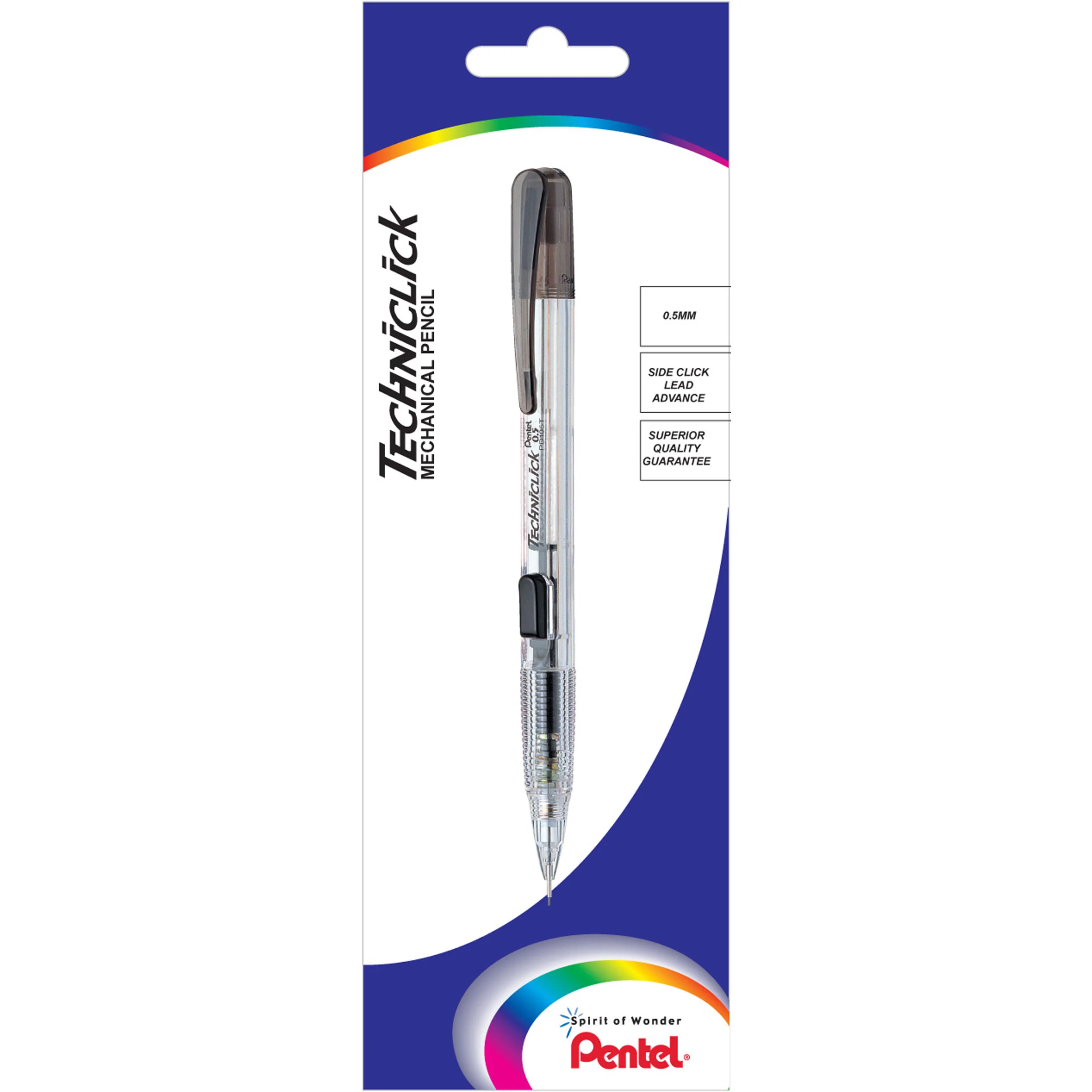 Pentel Techniclick Mechanical Pencil Clear Barrel 0.5mm Black - Nail Gallerys
