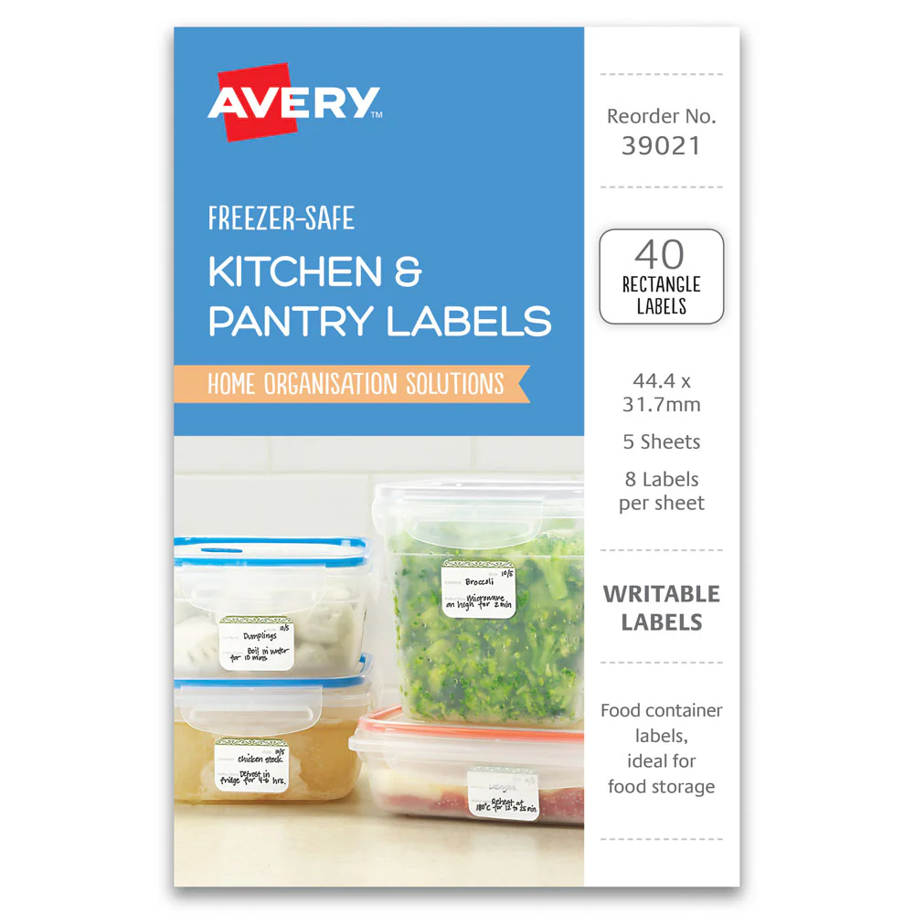 Avery Kitchen & Pantry Freezer Safe Labels Gingham 44x31mm 8up 5 Sheets - Nail Gallerys
