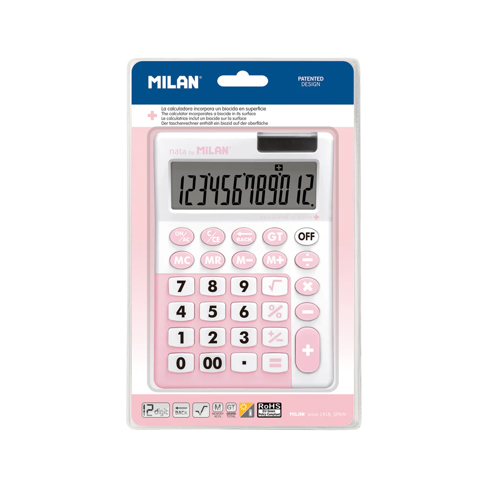 Milan Antibacterial 12 Digit Desk Calculator - Nail Gallerys