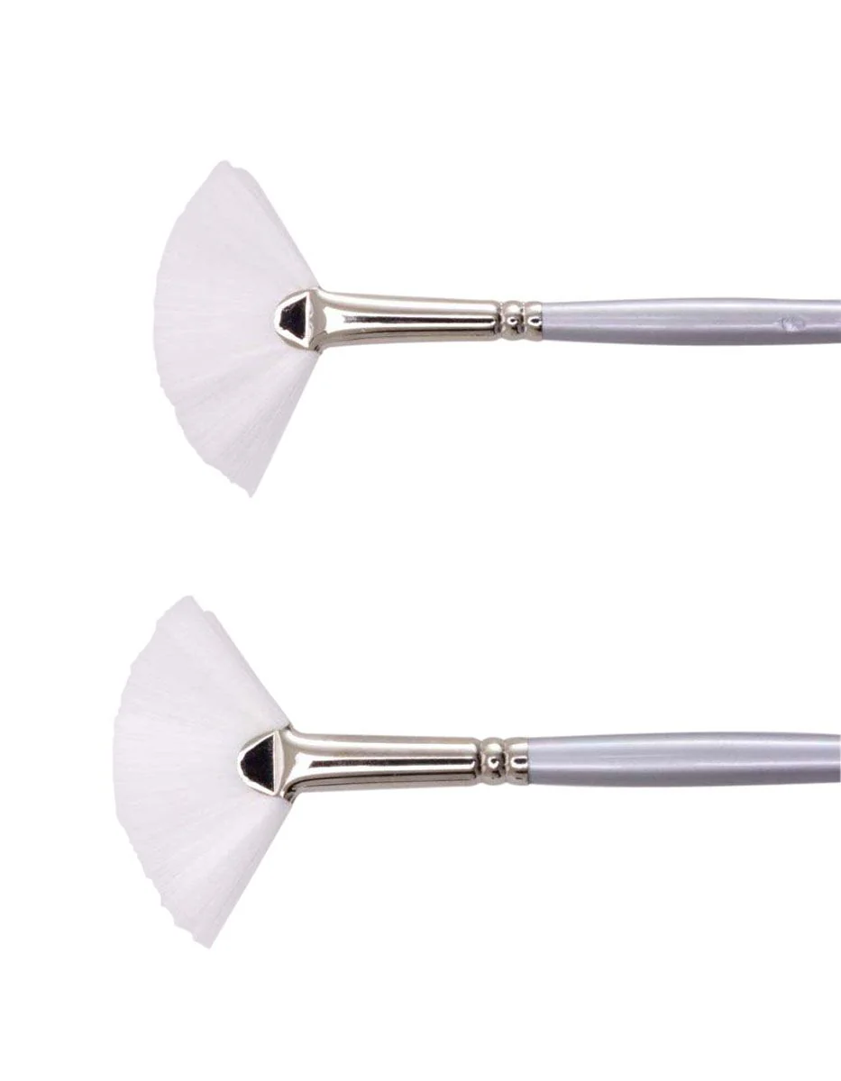 Jasart White Synthetic Fan #6 Brush - Nail Gallerys