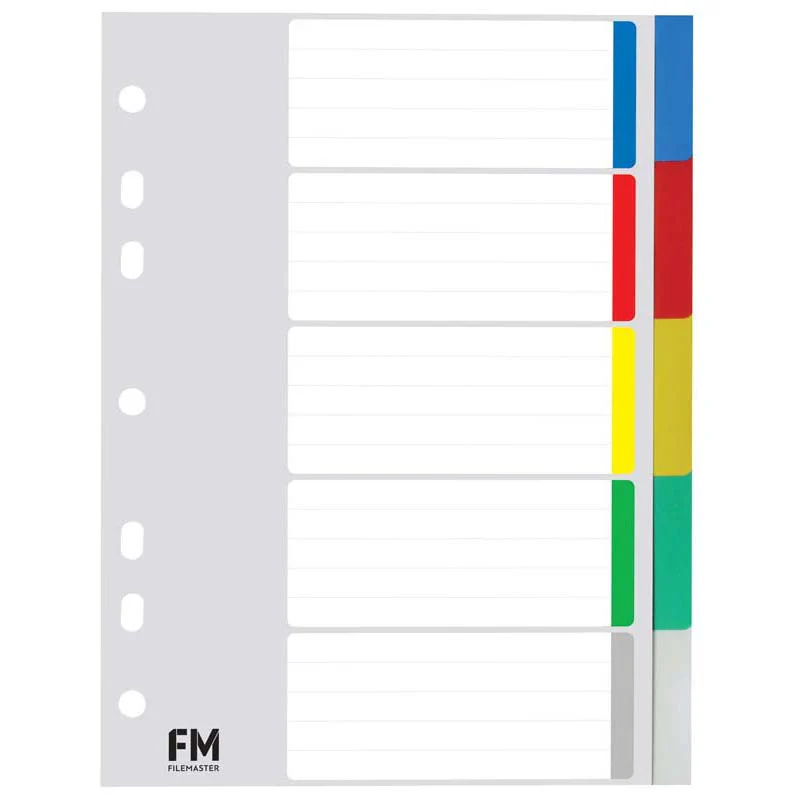 FM Indices A5 5 Tab Polyprop Coloured - Nail Gallerys