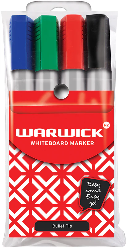 Warwick Whiteboard Marker Bullet Tip 4 Wallet - Nail Gallerys