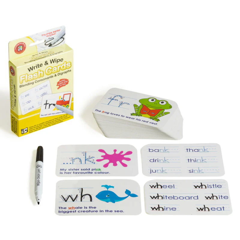 Learning Can Be Fun Write & Wipe Blending Consonants Flashcards With Marker - Nail Gallerys
